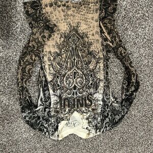 Sinful Women's Lace Top - Black and Beige